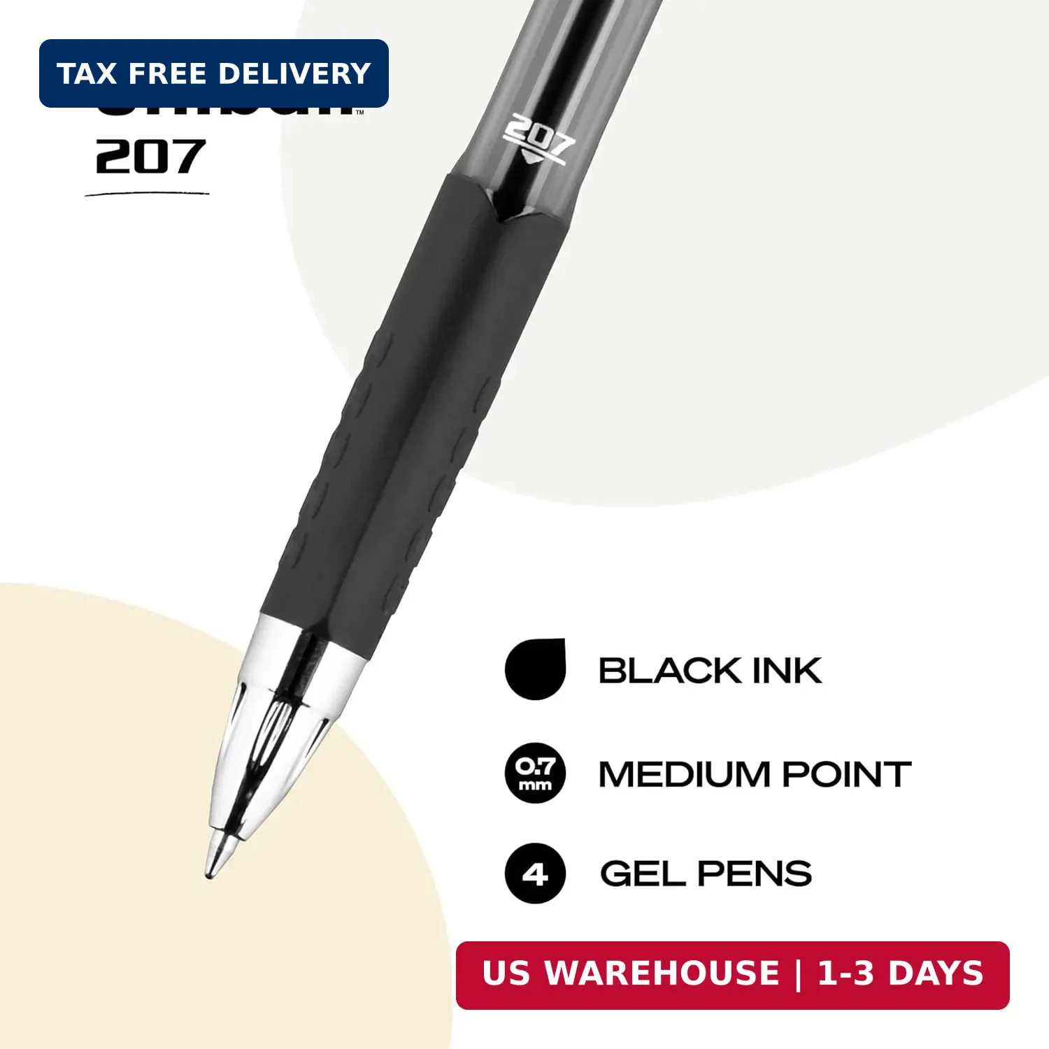 uni-ball® 207™ Retractable Fraud Prevention Gel Pens, Medium Point, 0.7 mm, Blac
