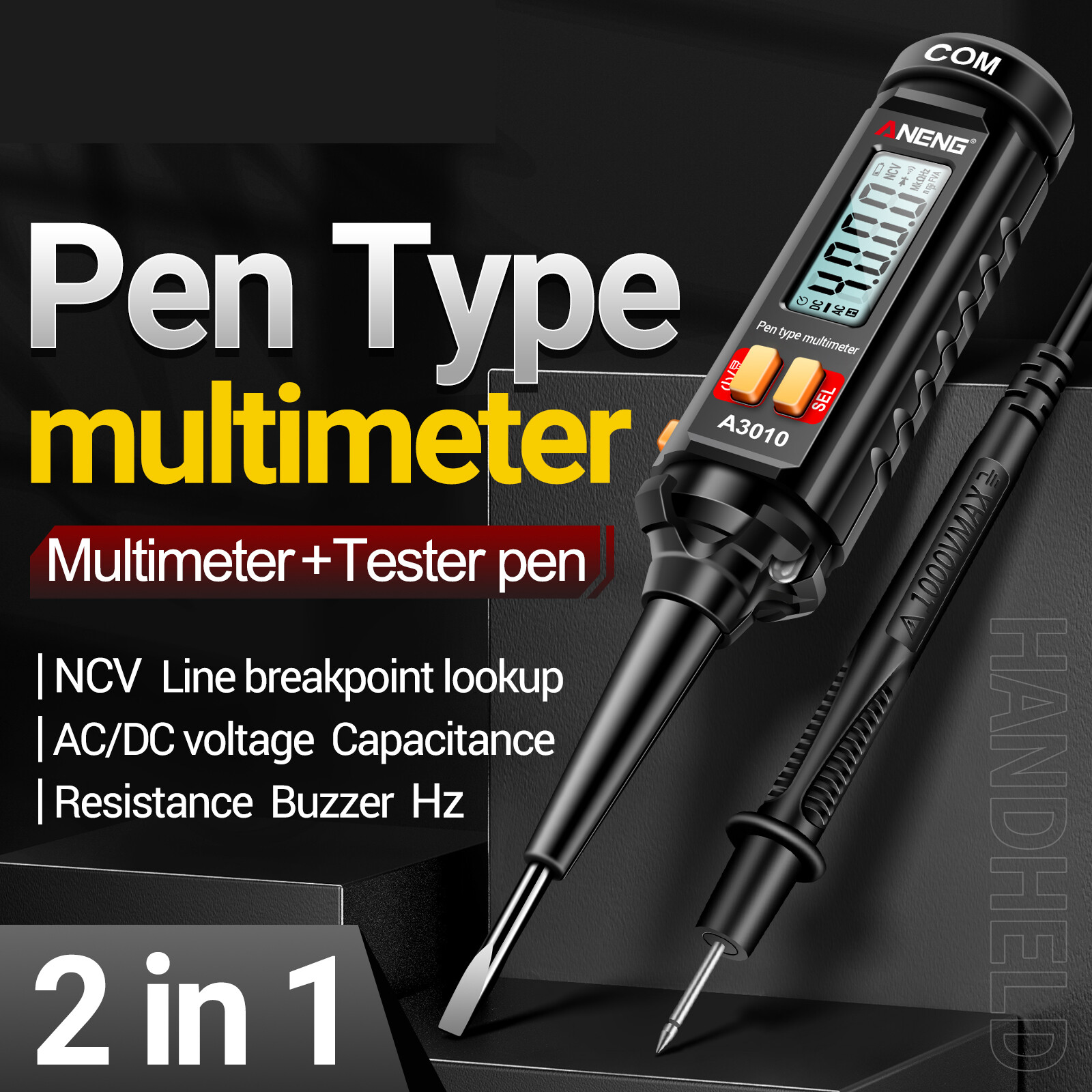 A3010 4000 Counts Pen-Type Multimeter True-RMS Backlight Multi Meter D7M4