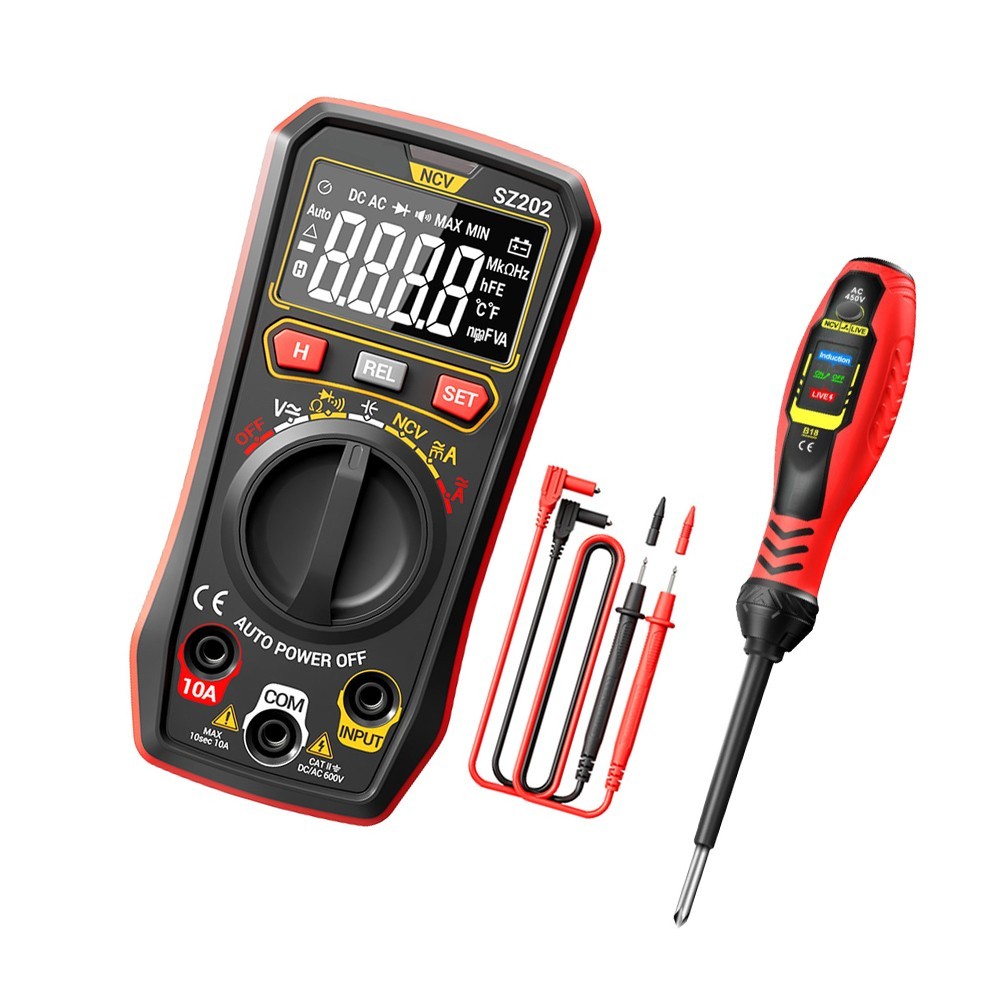 B18 LED Backlit Voltage Pen with Sensor Key Activation and SZ202 Multimeter Kit