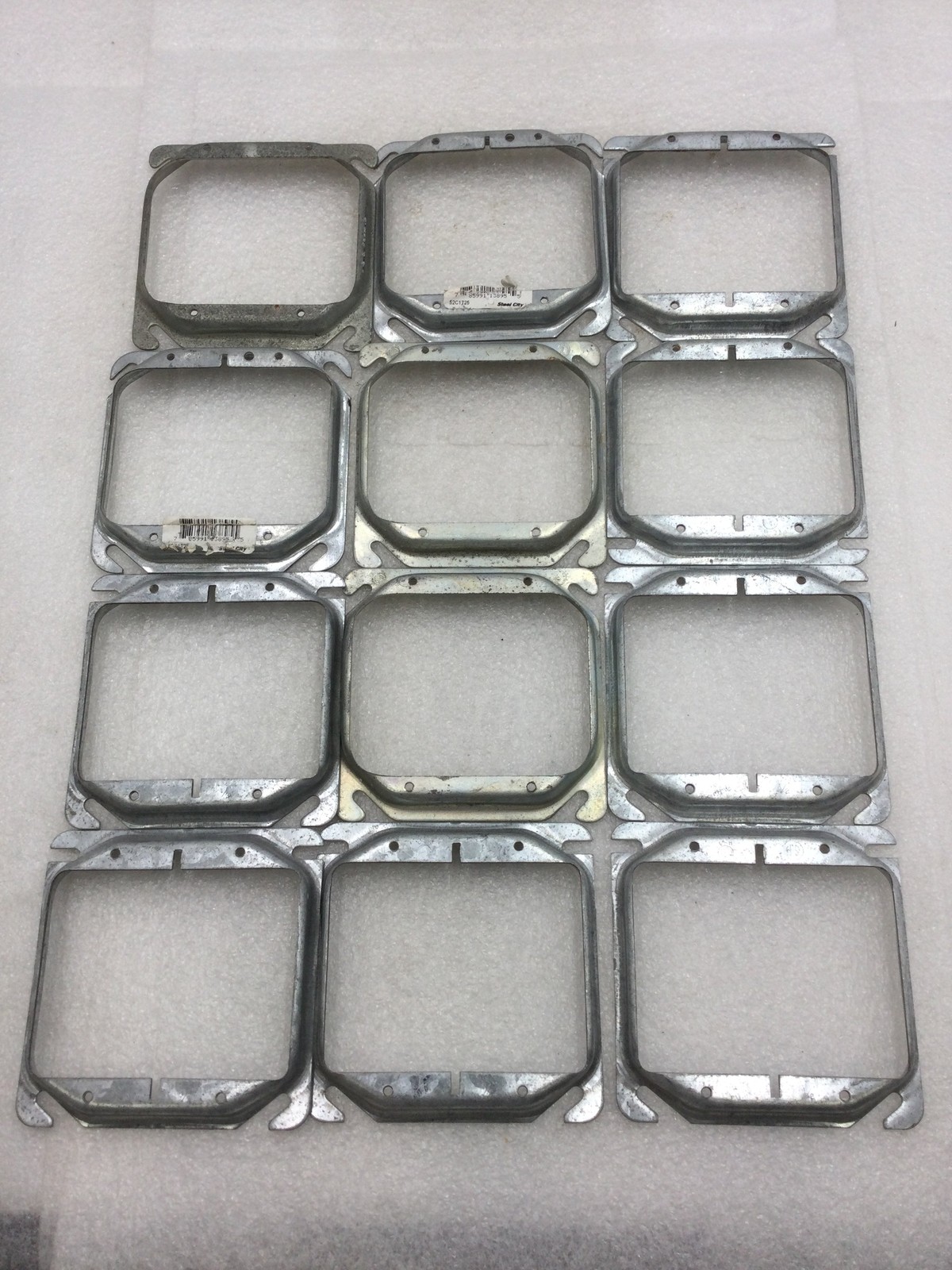 Lot of 12 Mixed Brands 1/2″ Raised 4″ Square Double Gang Mud Ring