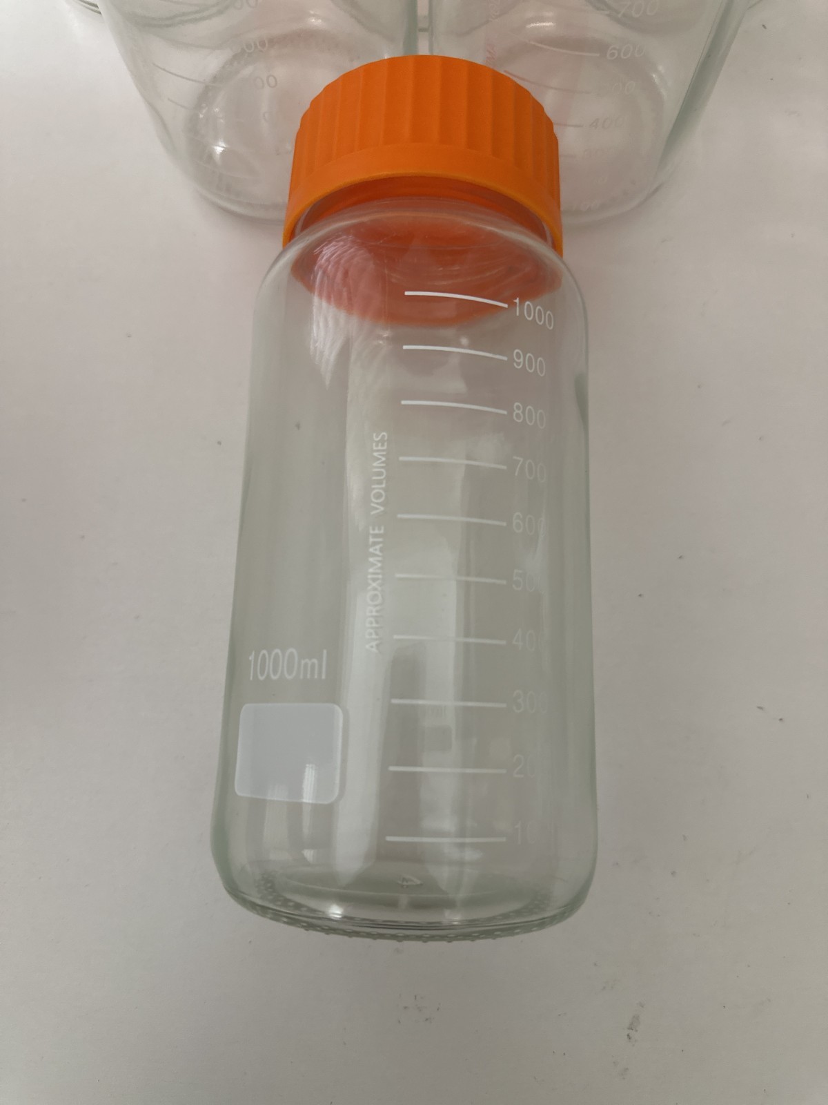 Lot of 6 GLS 80 Storage Lab Glass Bottle Jars 1000ml Orange Screw Cap Wide Mouth