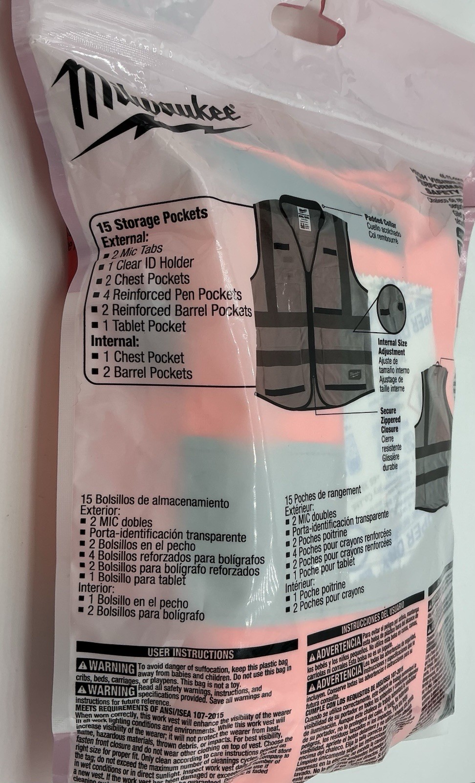 Milwaukee 15 Pocket Hi Visibility Orange Safety Vest 48-73-5053 XXL/XXXL Class 2