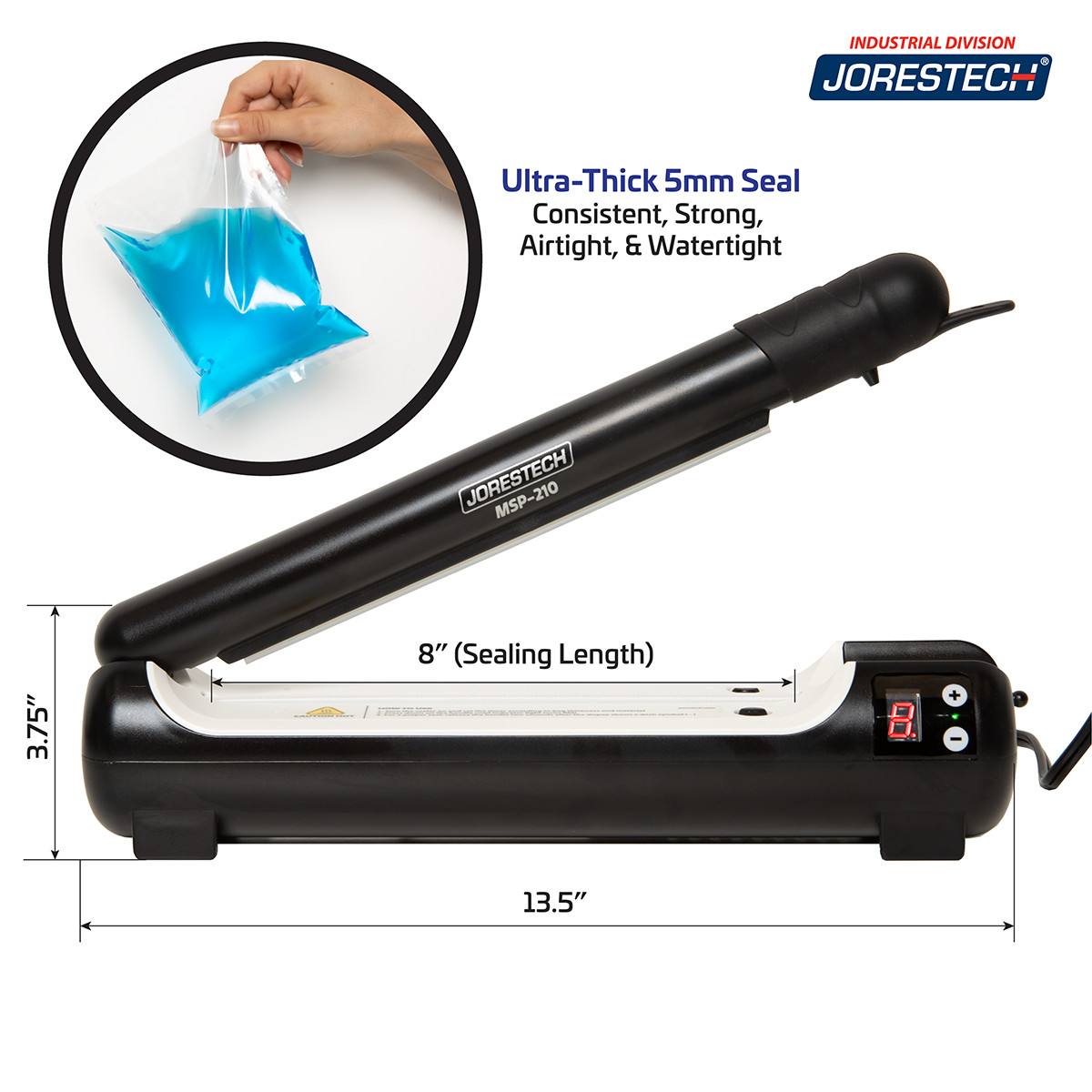 8″ Impulse Bag Sealer Digital Poly Bag 5mm Sealing Machine Heat Seal Closer