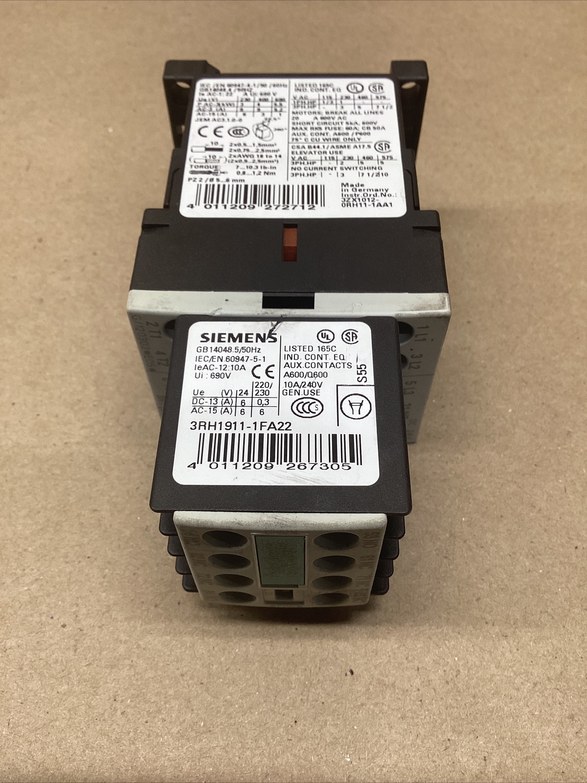 Siemens Sirius 3RT1015-1BB42 W/Surge Suppressor 3RT1916-1EH00 #702PT67FML
