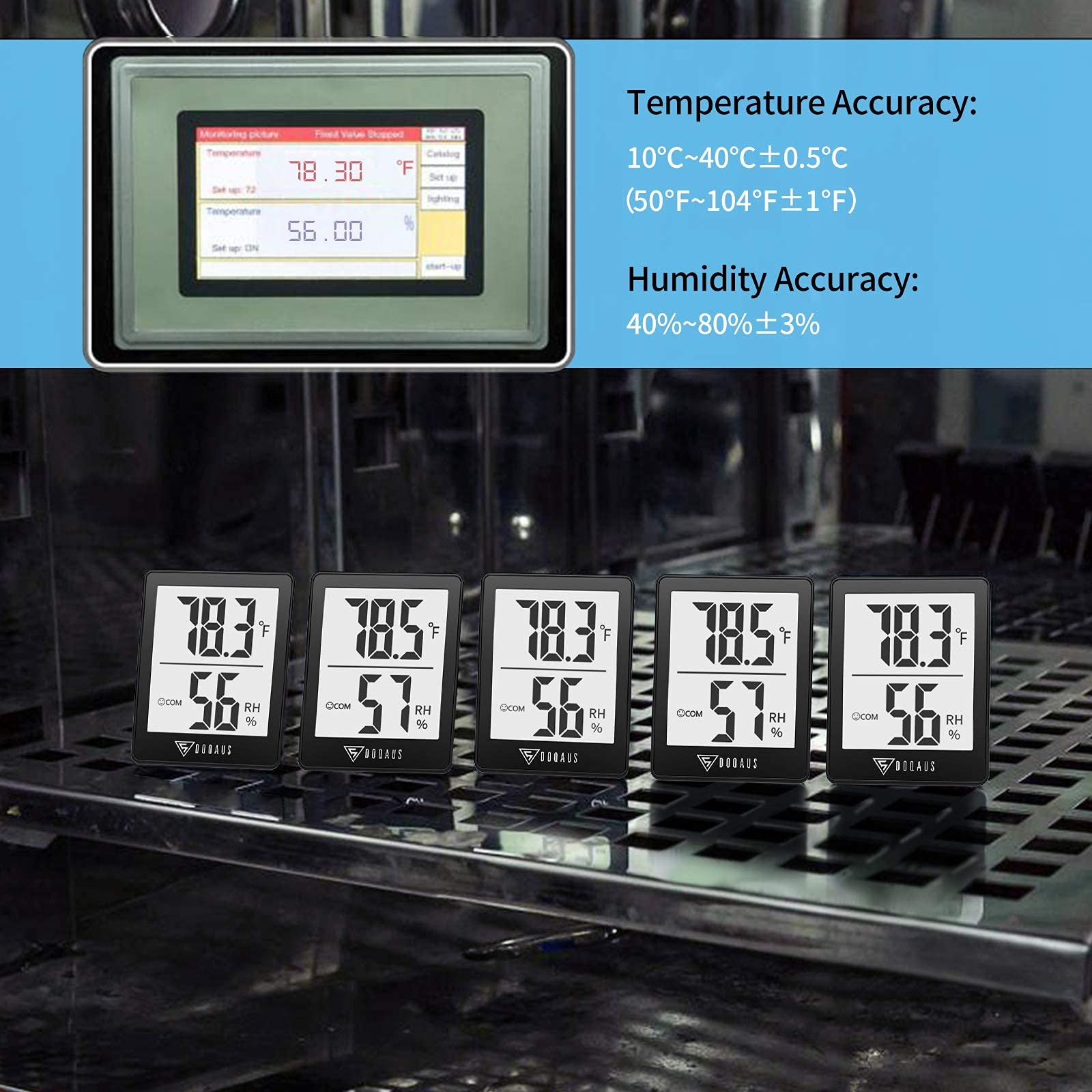 DOQAUS Digital Hygrometer Indoor Thermometer 3 Pack, Room 3 Black