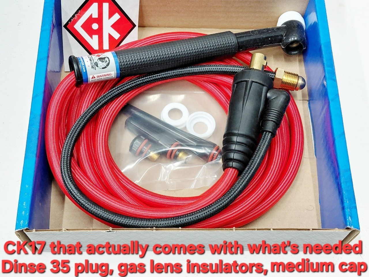 CK17 Tig Torch CK17-12-RSF RG + Dinse 35 Plug & More for Primeweld Everlast AHP