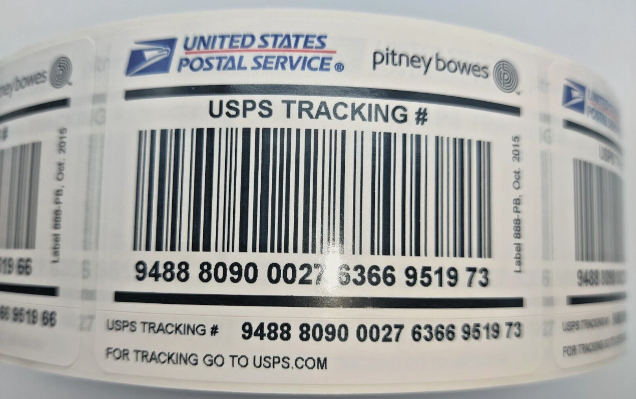 Roll of 2000 Pitney Bowes Label 888 Tracking Number stickers for USPS packages