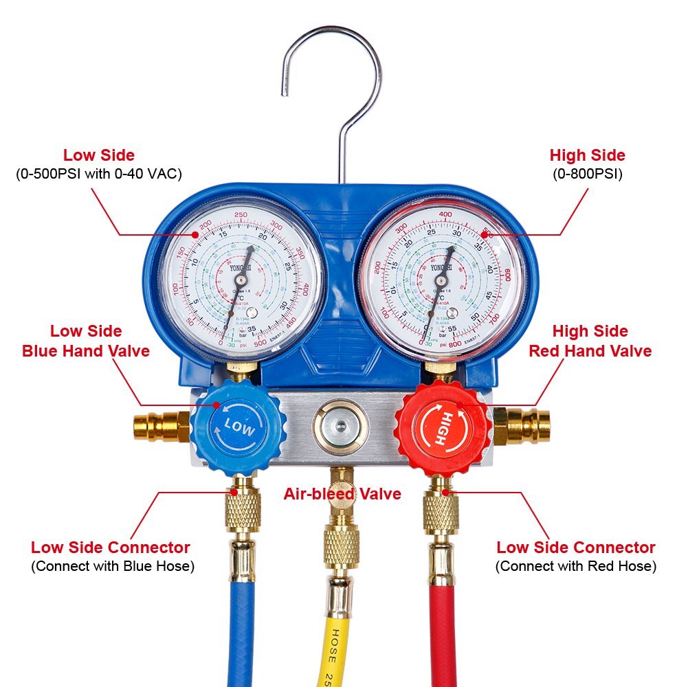 A/C AC Manifold Gauge Set for Car test Kit Manometer Gauge System Refrigeration