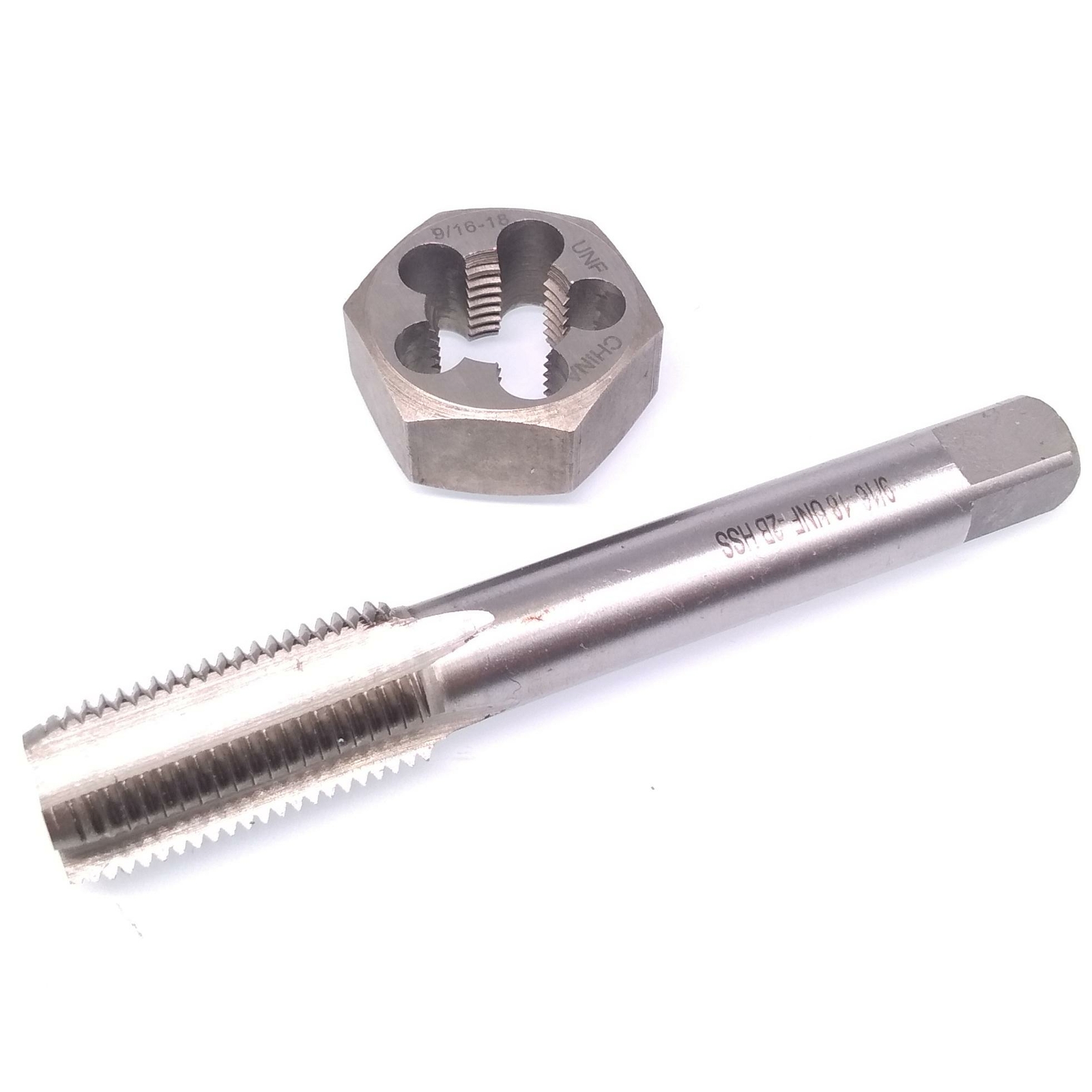 US Stock HSS 9/16-18 Tap & 9/16-18 Hexagon Die Thread Right Hand Set