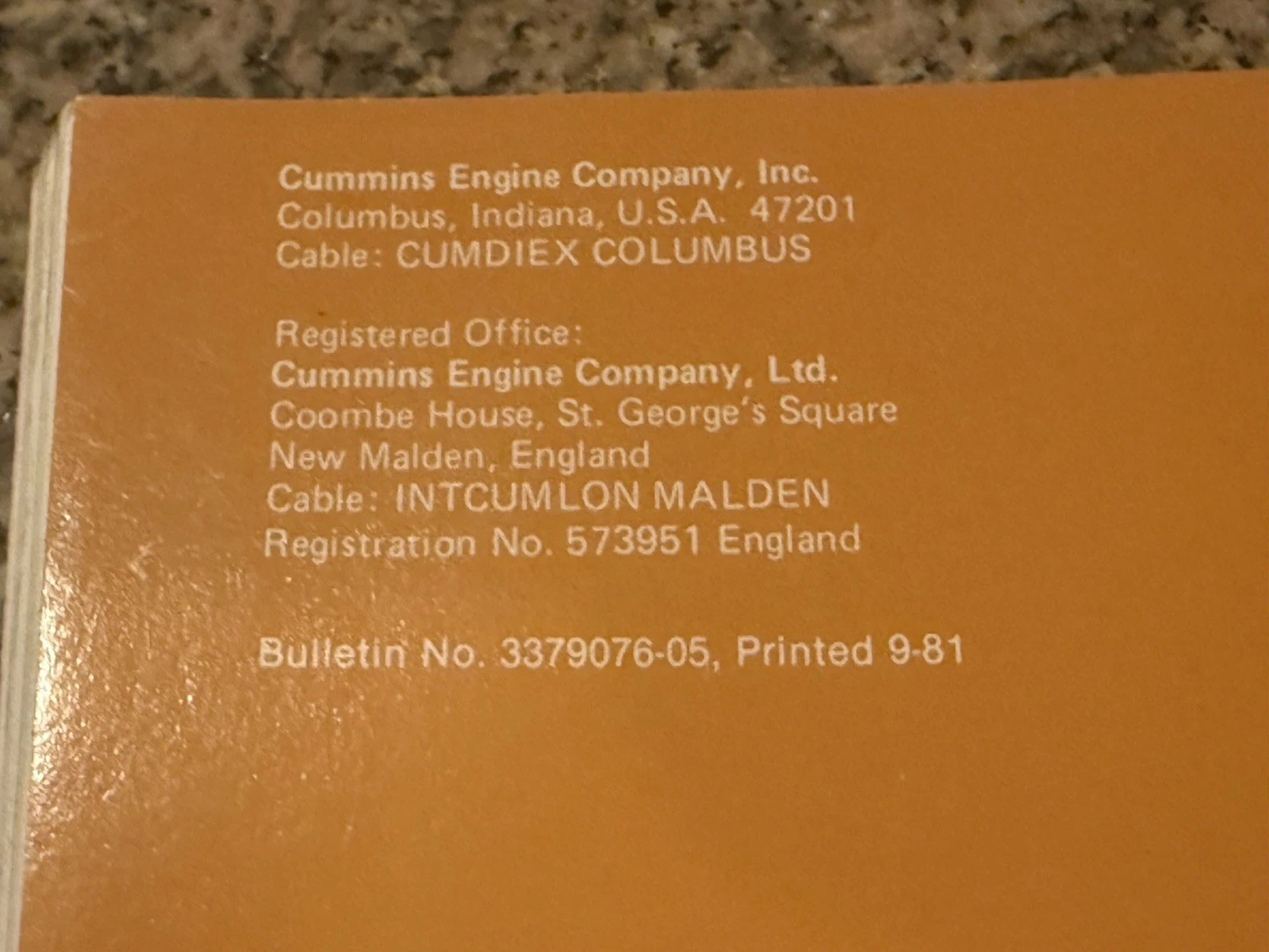 CUMMINS NH NT NTA 855 C.I.D ENGINE SERVICE SHOP REPAIR MANUAL 1981