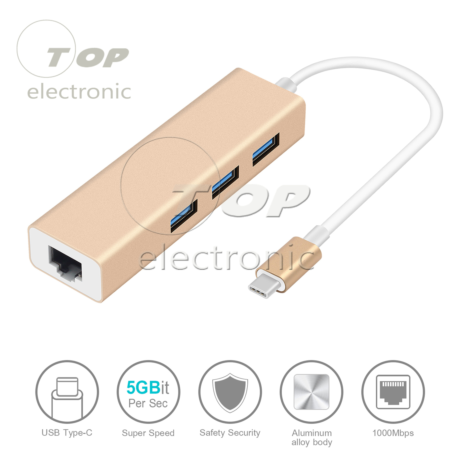 5 in 1 Type C to 4K HDMI USB 3.0 PD Charging Ethernet RJ45 Port Adapter Hub