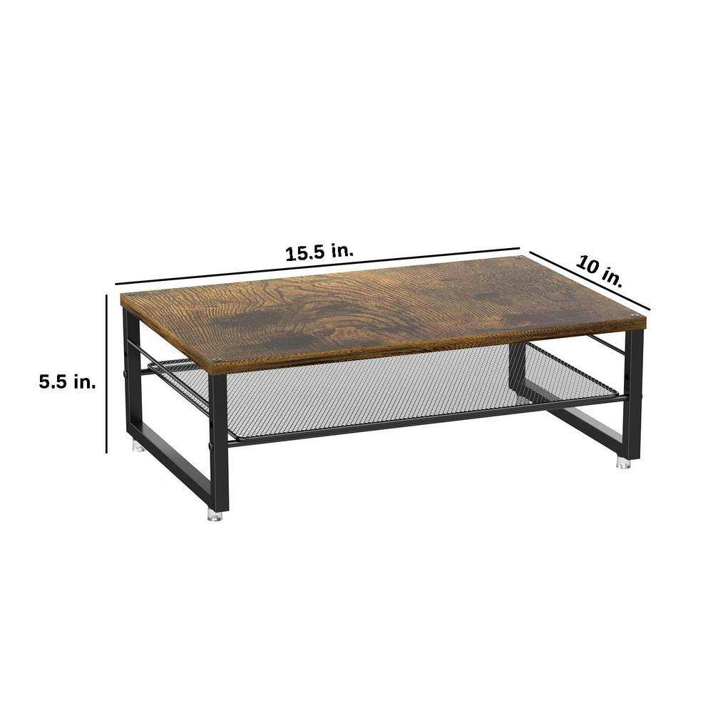 Brown 15.5 In. X 5.5 In. Metal Modern Desk Organizers with Storage Shelf, 2 Pack