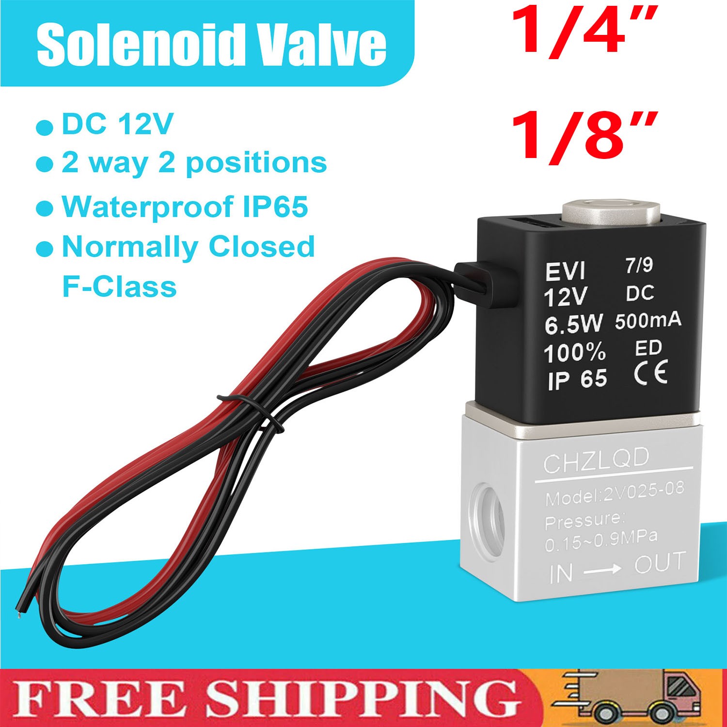 1/4″ Inch Electric Air Water Fast Response Solenoid Valve Normally Closed 24V DC
