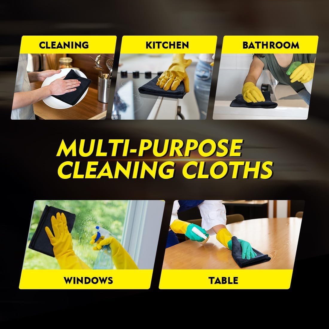 Microfiber Cleaning Cloth 12 Pack – Ultra Absorbent, Lint Free Streak Free Tow