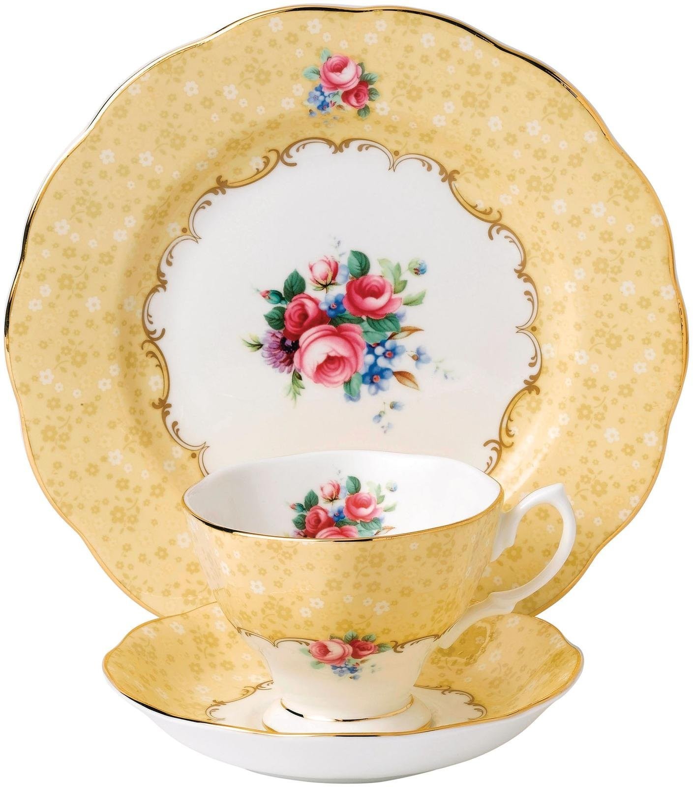Royal Albert 100 Years 1990 3-Piece Set Teacup Saucer Plate 8