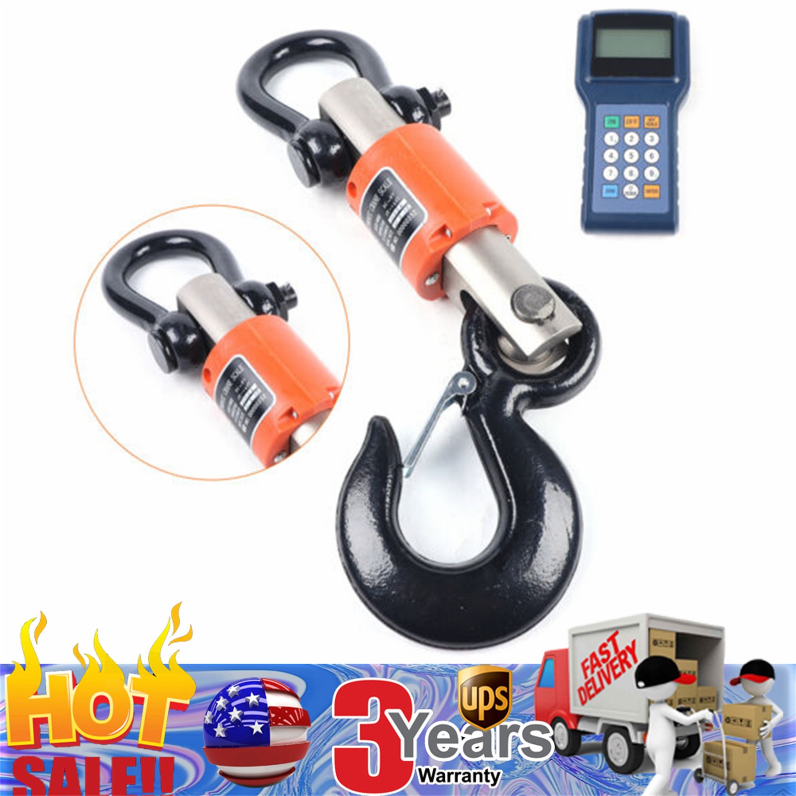 10000kg 10T HD Wireless Electronic Digital Hanging Crane Scale W/ Handheld Meter