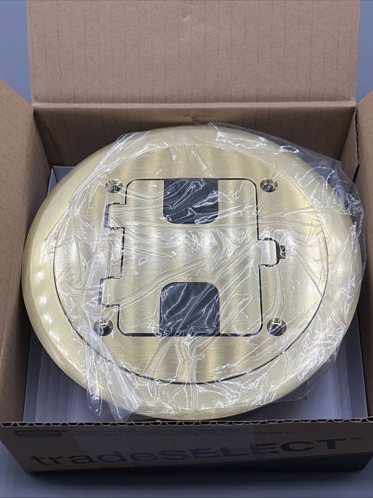 Hubbell Brass Plated Flange Door Cover RF406BP for Round PVC Box Gold Finish