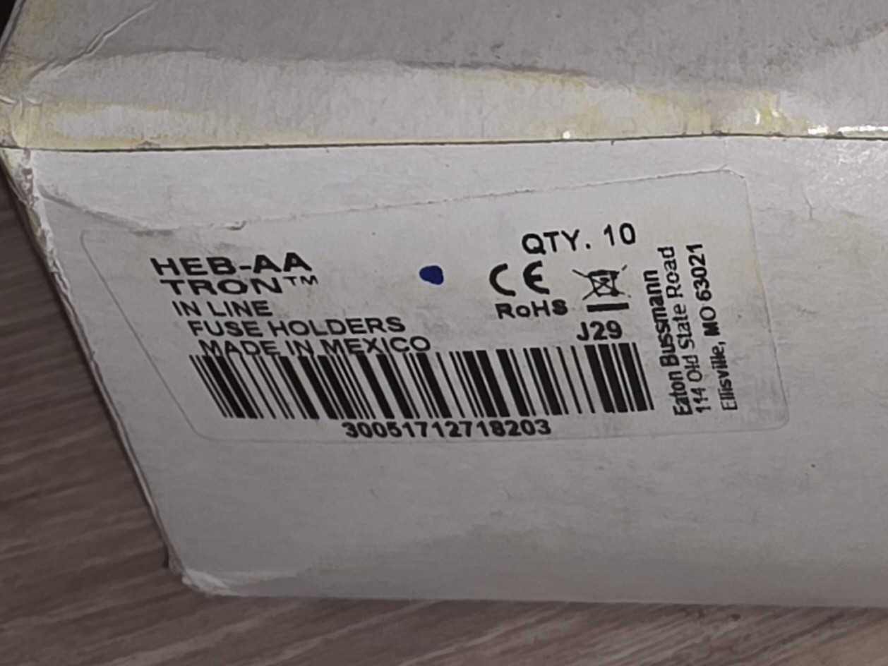 Lot of 10 – HEB-AA TRON Eaton Bussmann In Line Fuse Holders
