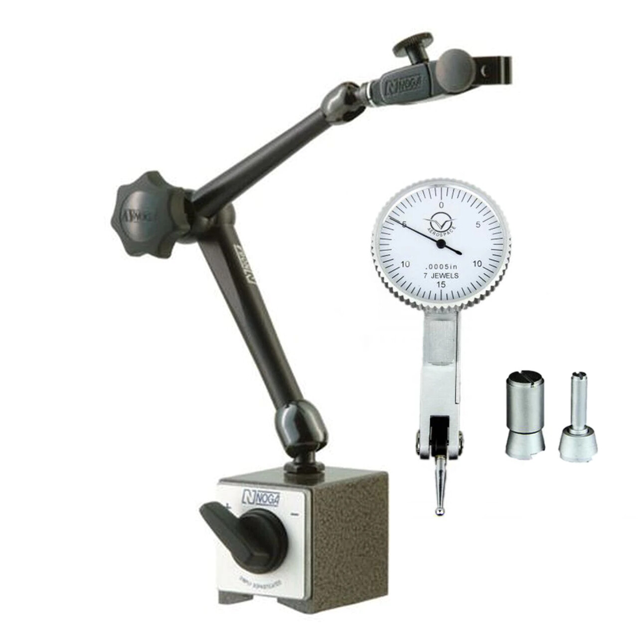 Noga DG61003 180lb 3D Magnetic Base & 0.3″ Travel Dial Test Indicator Set