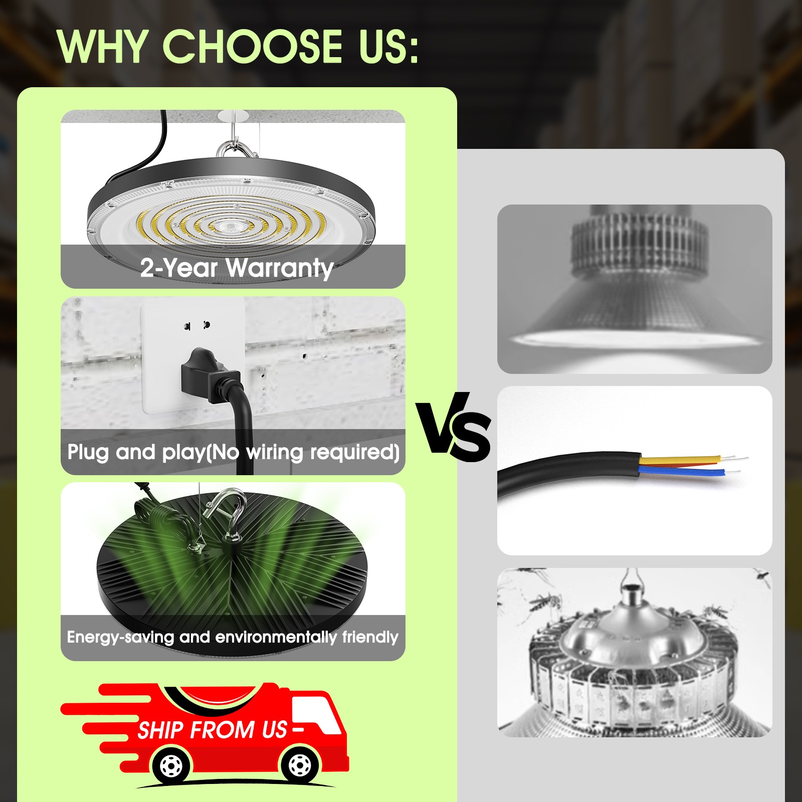6 Pack 300W UFO Led High Bay Light Commercial Industrial Warehouse Shop Lights