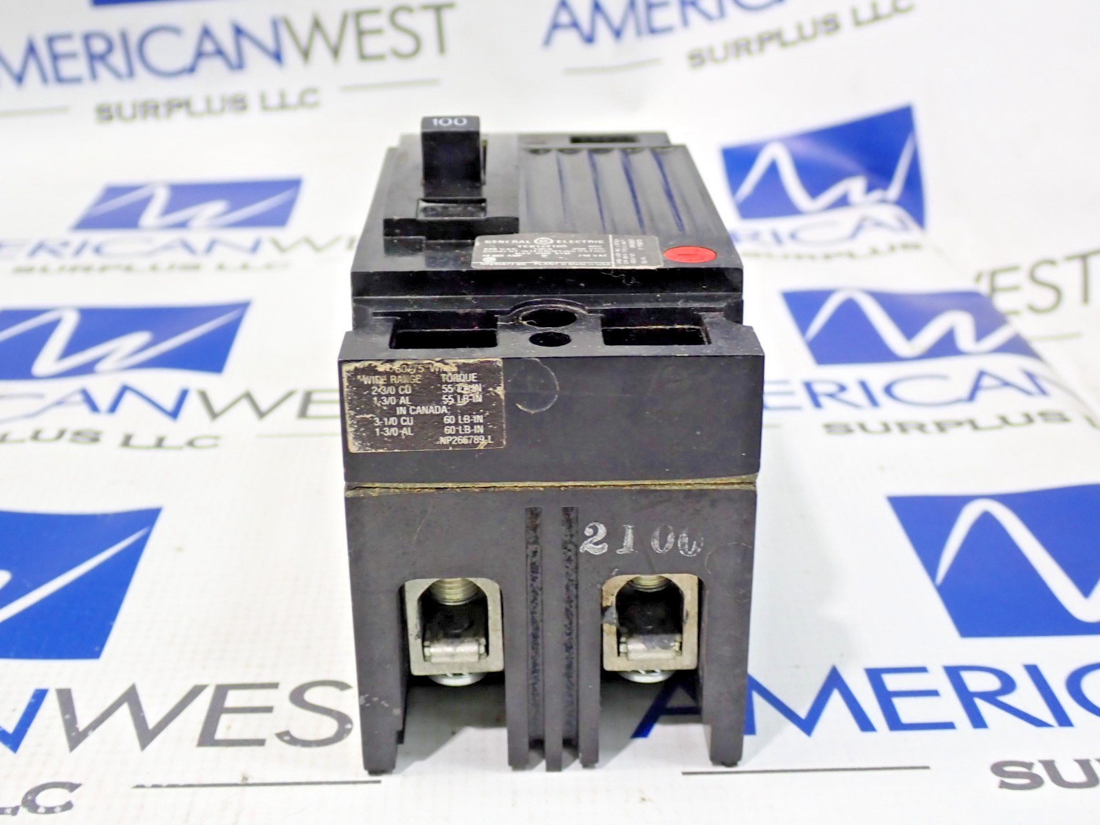 GE TEB122100 100 Amp 2 Pole 240Volt Circuit Breaker tested