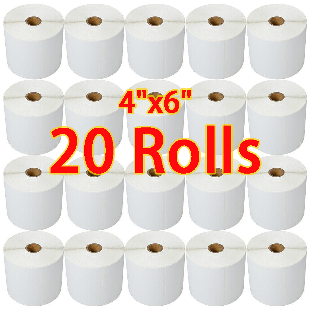 20 Rolls 250/Roll Direct Thermal Labels 4×6 For Zebra 2844 ZP450 Eltron ZP500 US