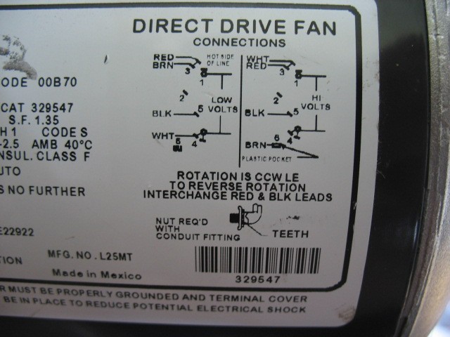 Dayton C55CXGVA-2085 Direct Drive Fan Motor 115/208-230V, 1/4 HP, 1725 RPM