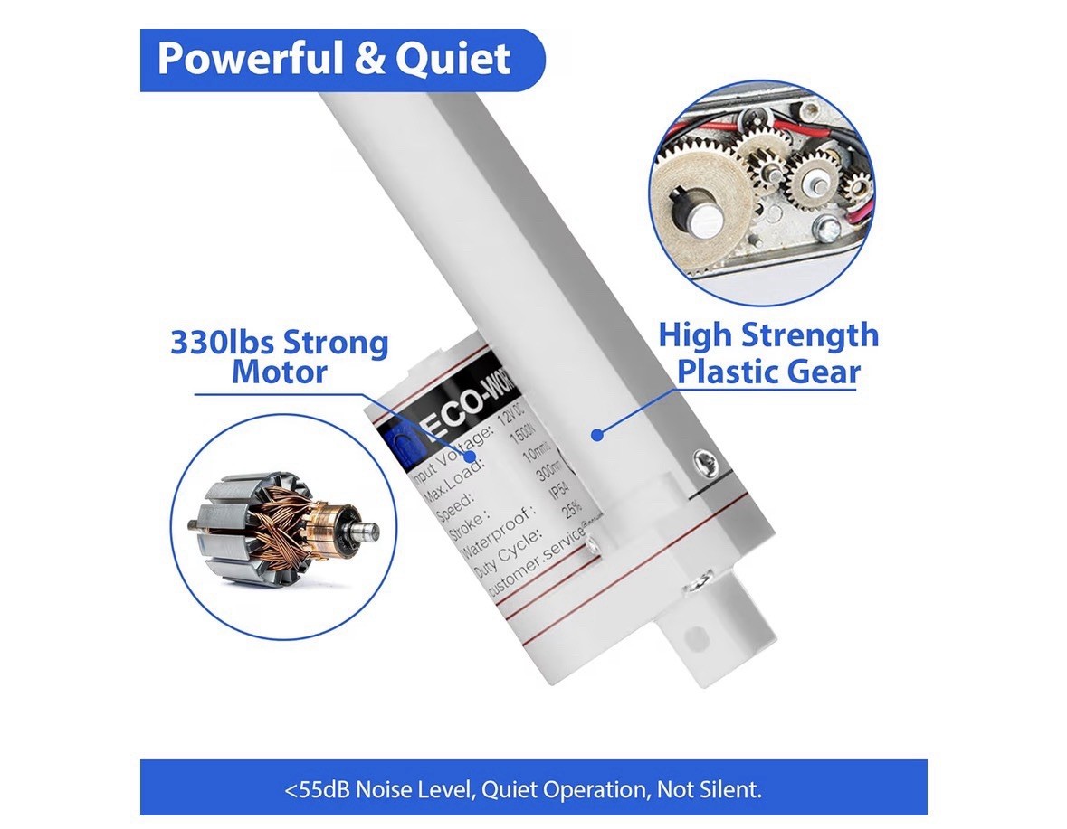 ECO-WORTHY Heavy Duty 330lbs/1500N Solar Tracker Linear Actuator, IP54 300mm 12v