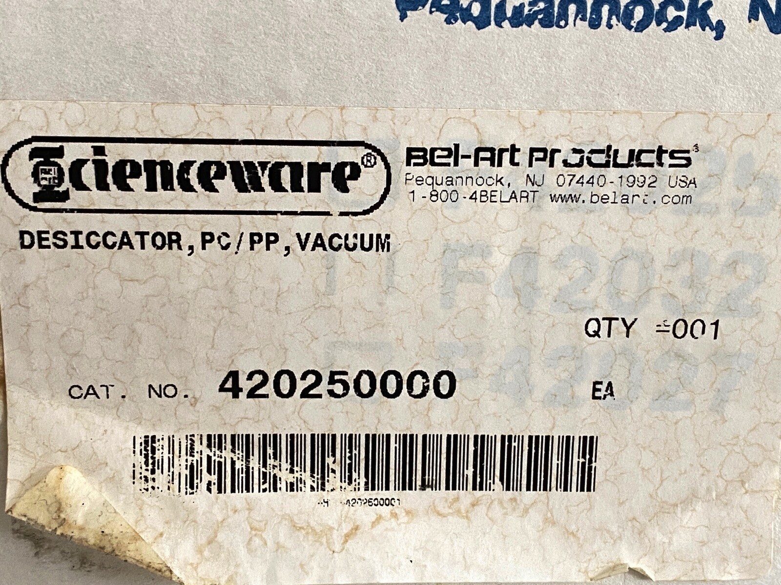 SCIENCEWARE Bel-Art Space Saver PC Vacuum Desiccator w/Valve White PP Btm F42025