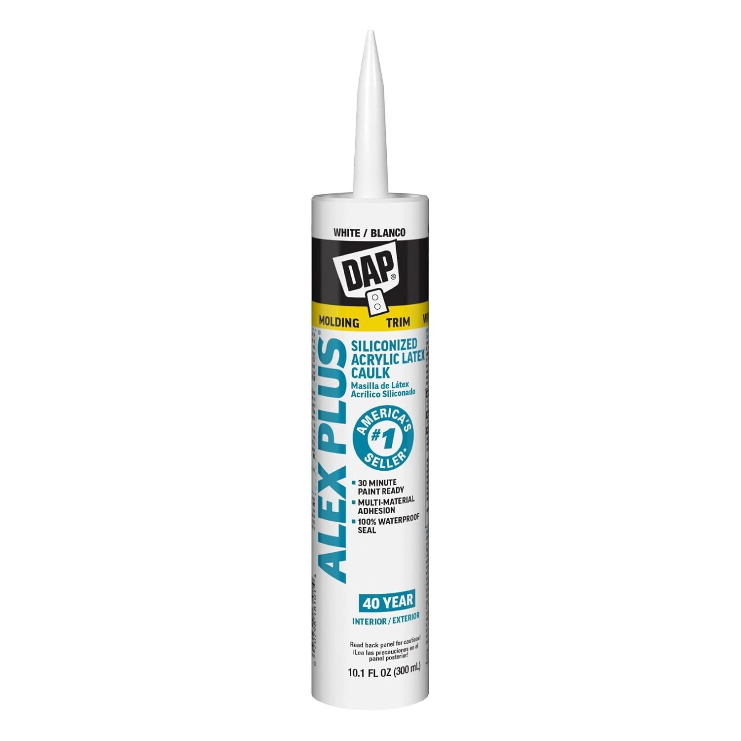 DAP Alex Plus Acrylic Latex Caulk, White, 10.1 Oz (7079818152) Oz, White
