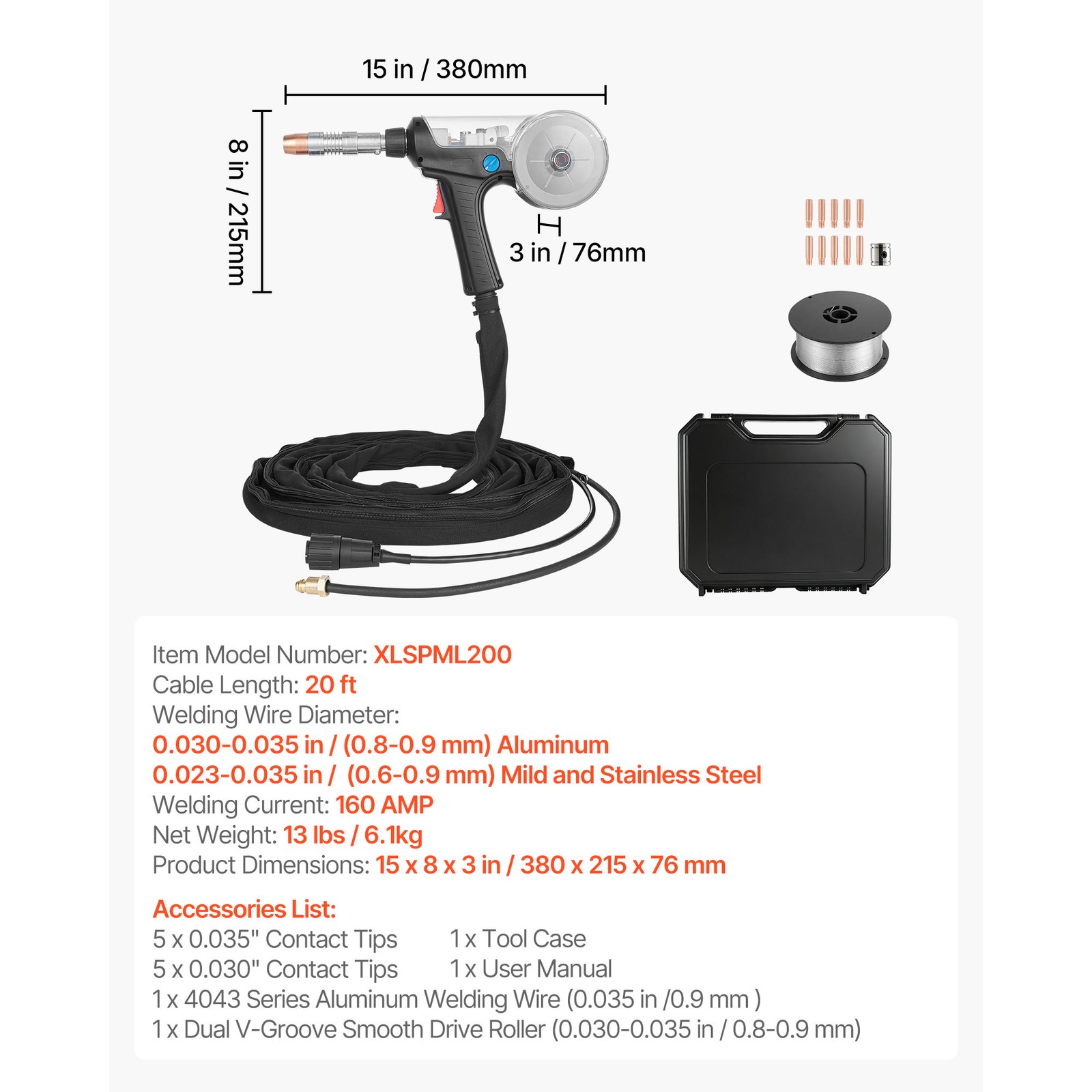 Uimoso 160Amp Spool Gun Compatible with Miller Spoolmate 200 Series 300497