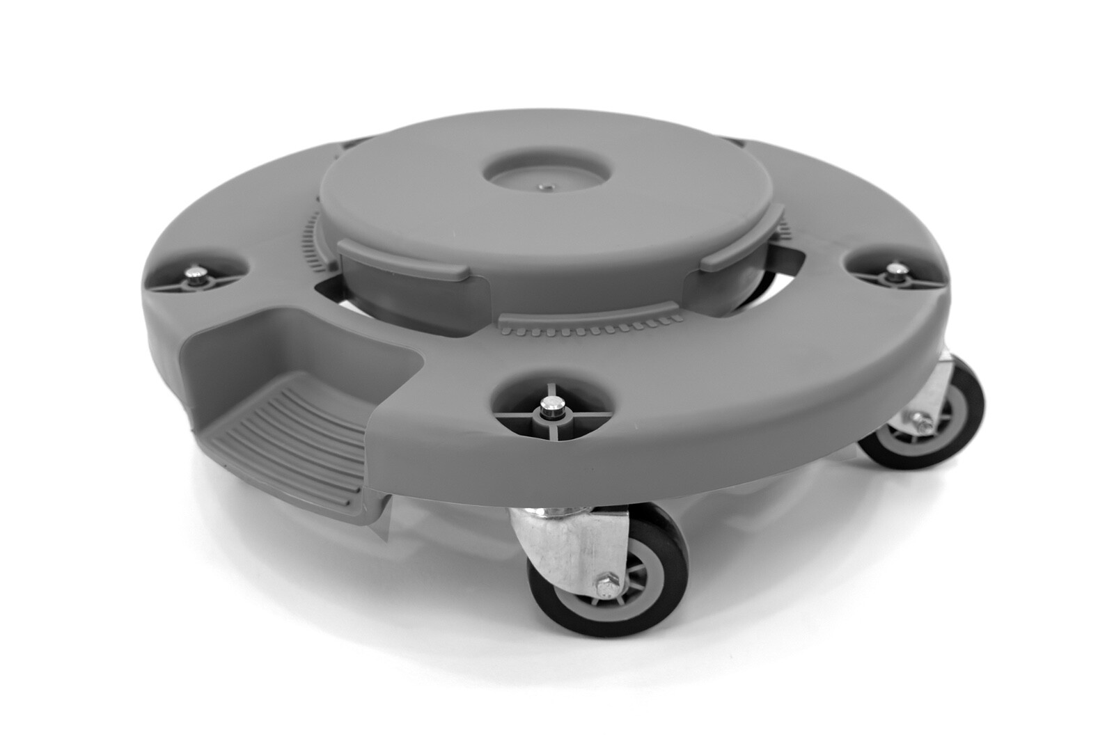 Trash Can Dolly | Heavy-Duty Plastic | 5 Casters | Foot Stabilizer | 460 Lb. Cap
