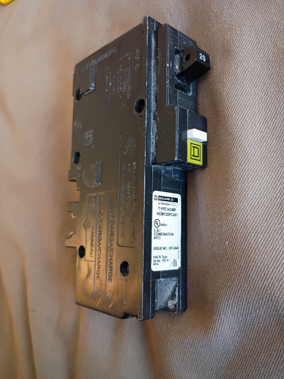 Square D HOM120PCAFI Circuit Breaker 20A 120V 1-Pole AFCI