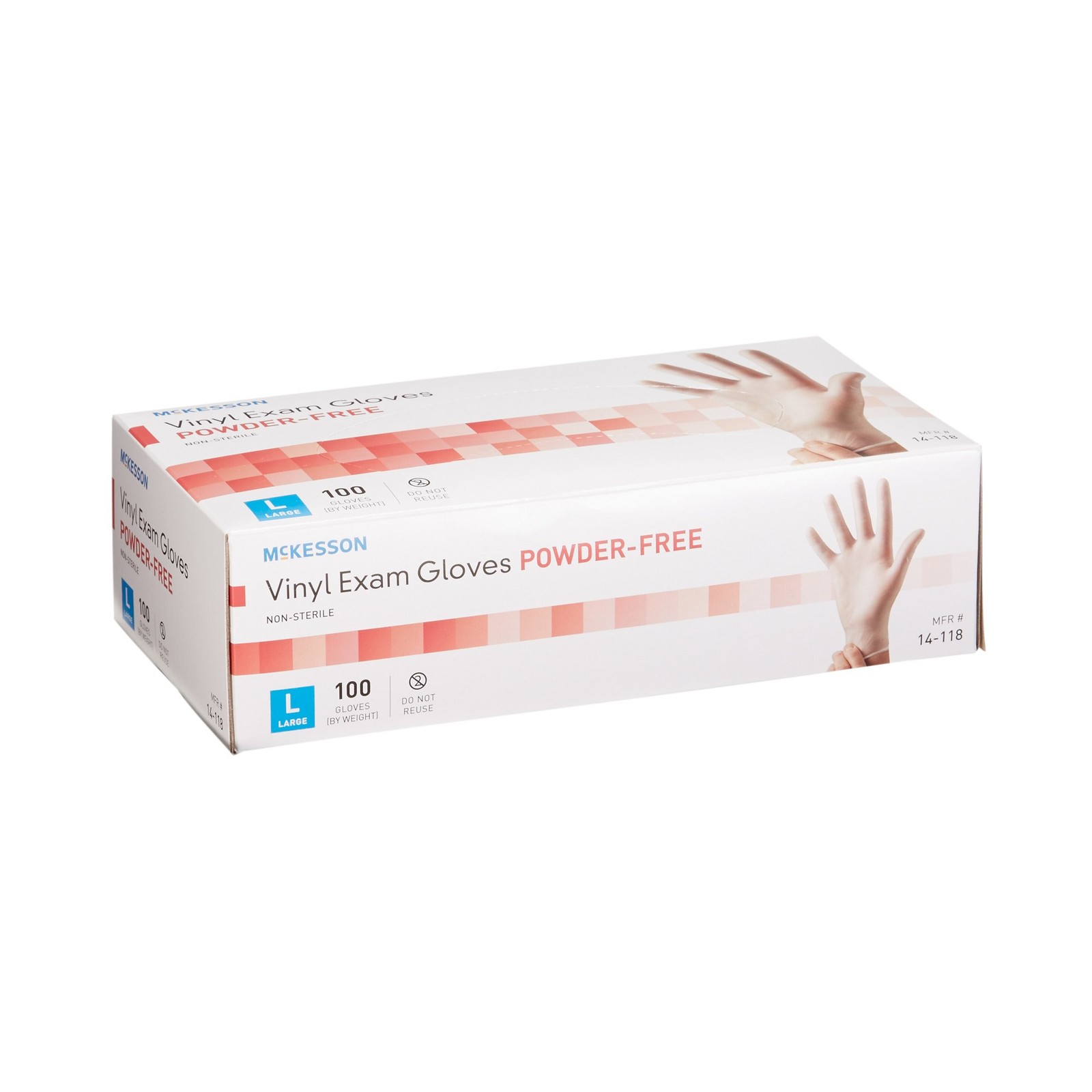 McKesson Vinyl Exam Glove Standard Cuff Length LARGE 100 per Box