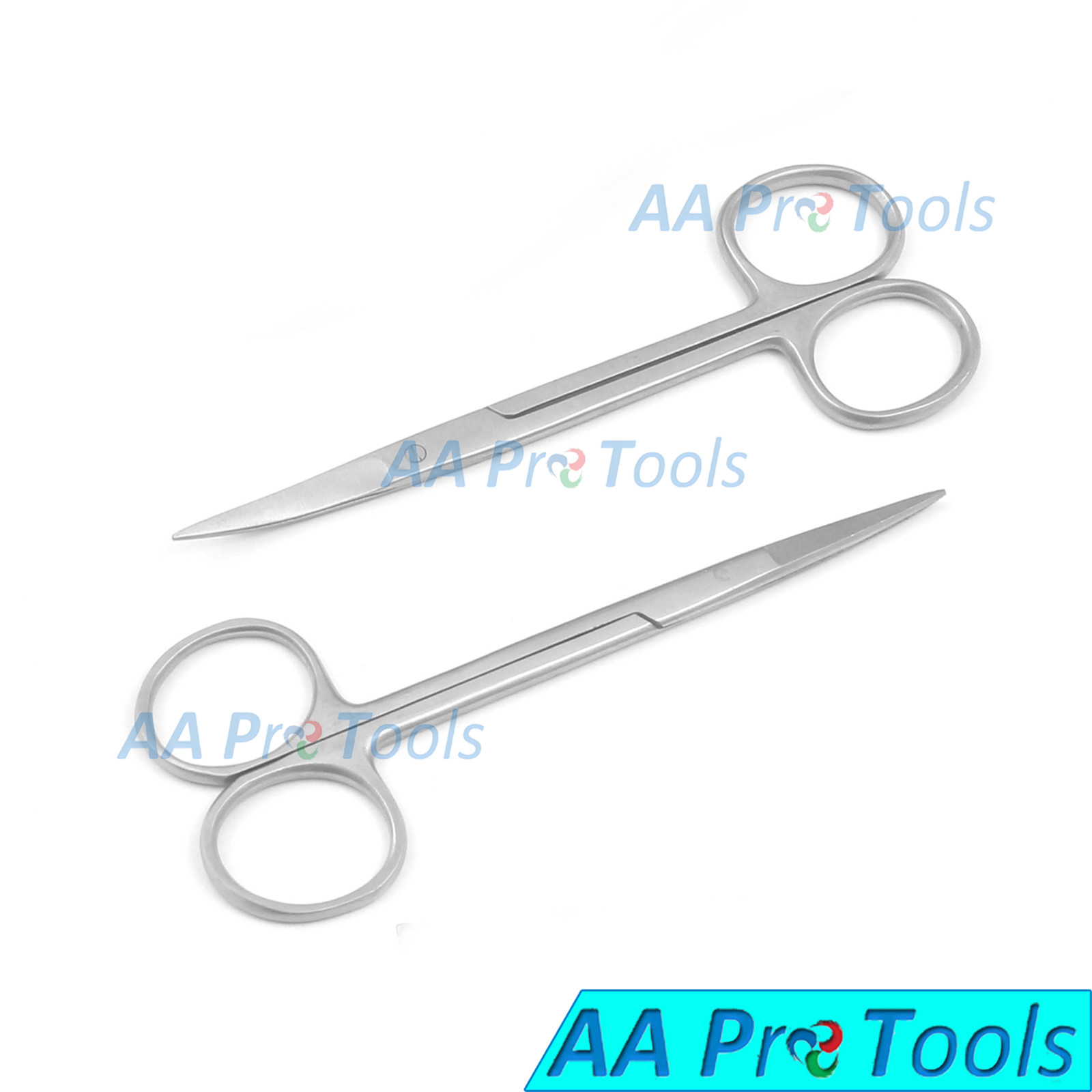 2 pcs Iris Scissor 4.5″ Curved and Straight O.R. Grade Surgical Instruments