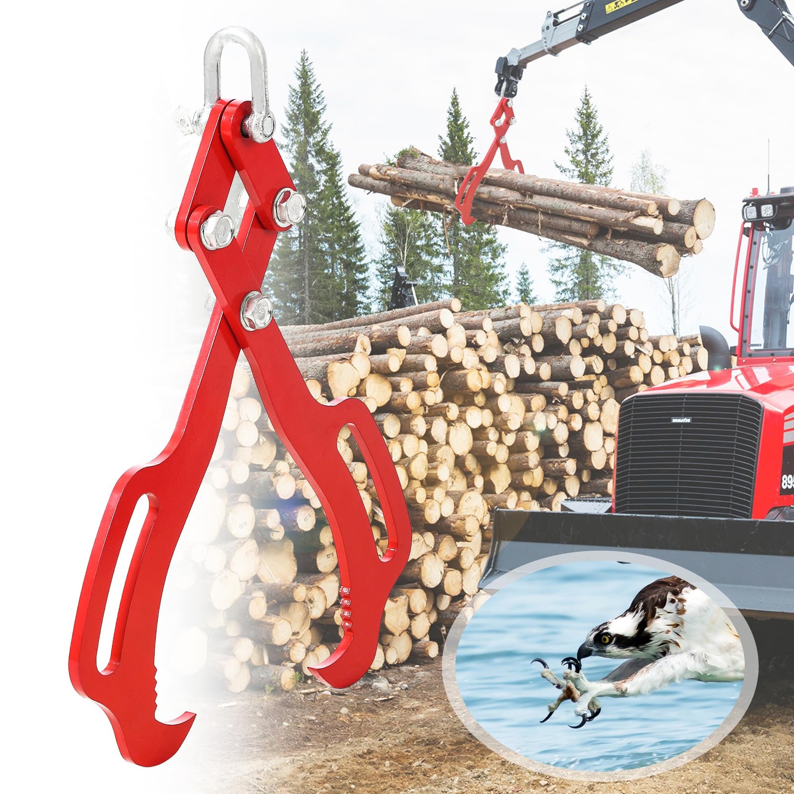 Felling Grabber Timber Claw Log Lifting Tongs 18/28/36″ 2/4 Claw Swivel Grapple