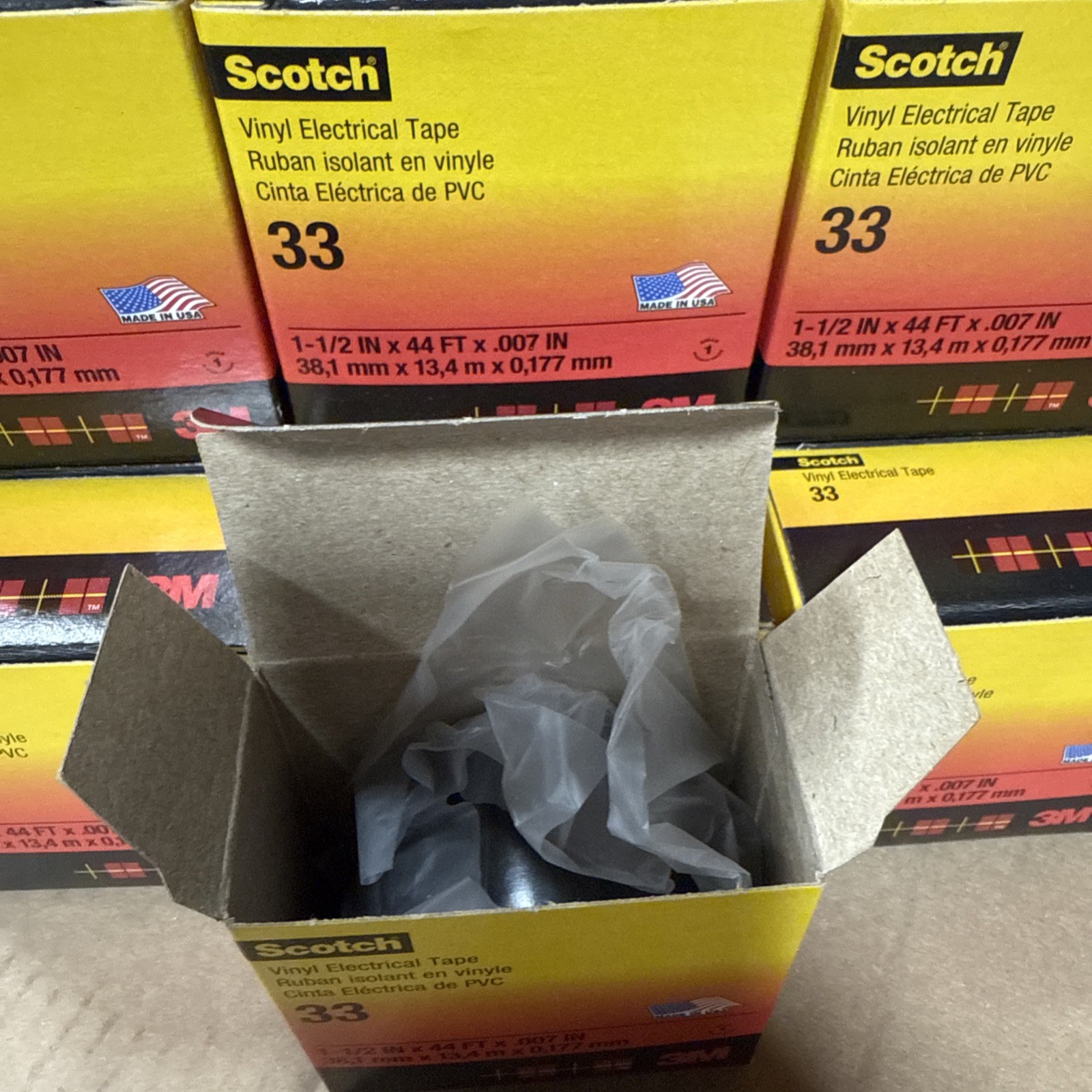 Scotch Super 33+1.5in x 44ft,Vinyl Electrical Tape, Black,101741-BOX OF 10 ROLLS