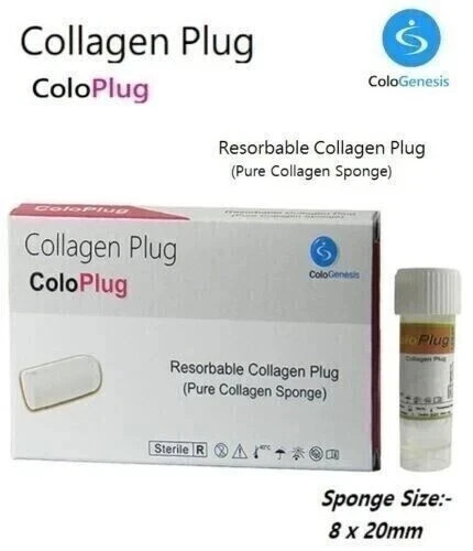 Collagen Plug Colo Plug Sterile Sponge 8 X 20 mm EX08/2027 USA TARIFF PAID