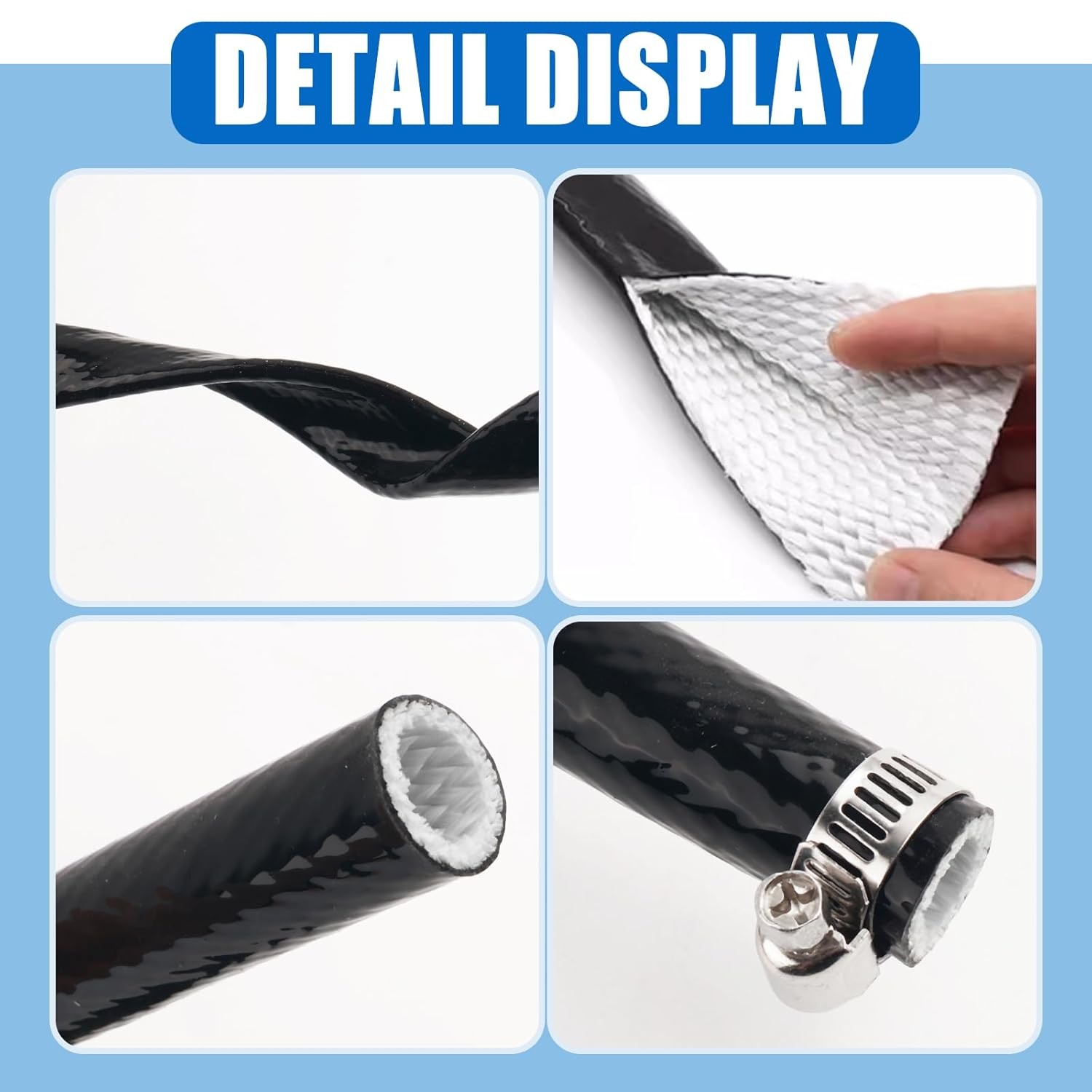 5Ft 3/8″ Fuel Line Heat Shield Sleeve Wire Protection Wrap Thermal Resistant