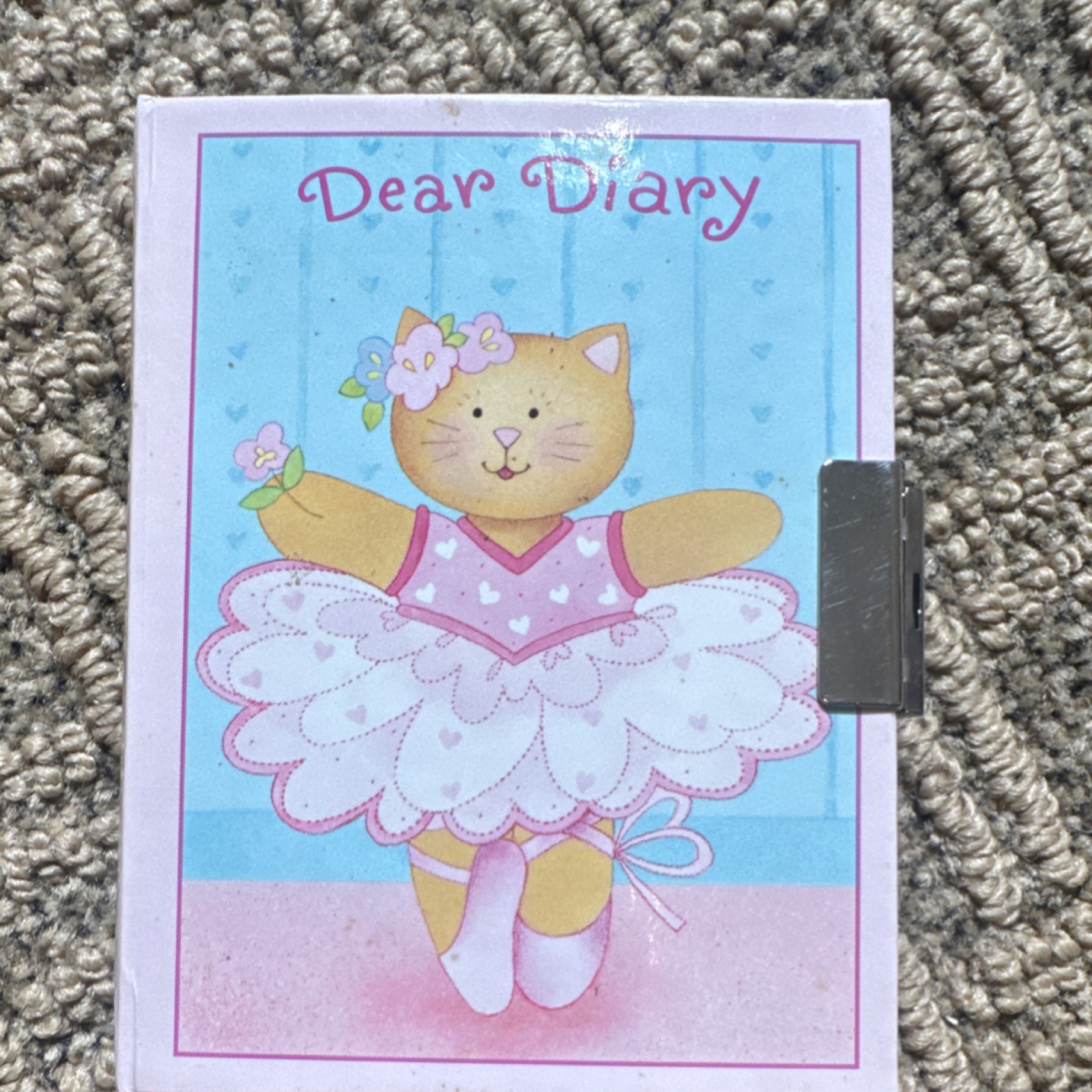 Vintage Hallmark Dear Diary Cat Ballerina Lock Journal RA3634 w/Combination lock