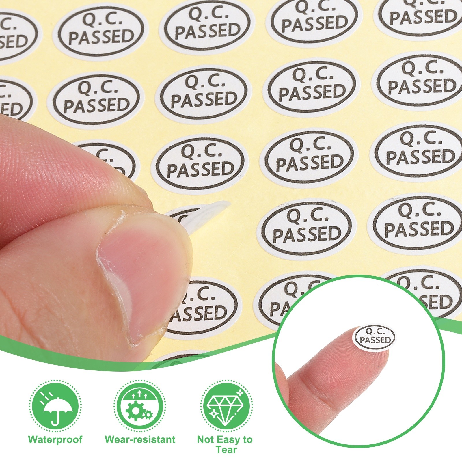 2700Pcs QC Passed Stickers 0.5×0.35″ Inventory Quality Control Stickers White