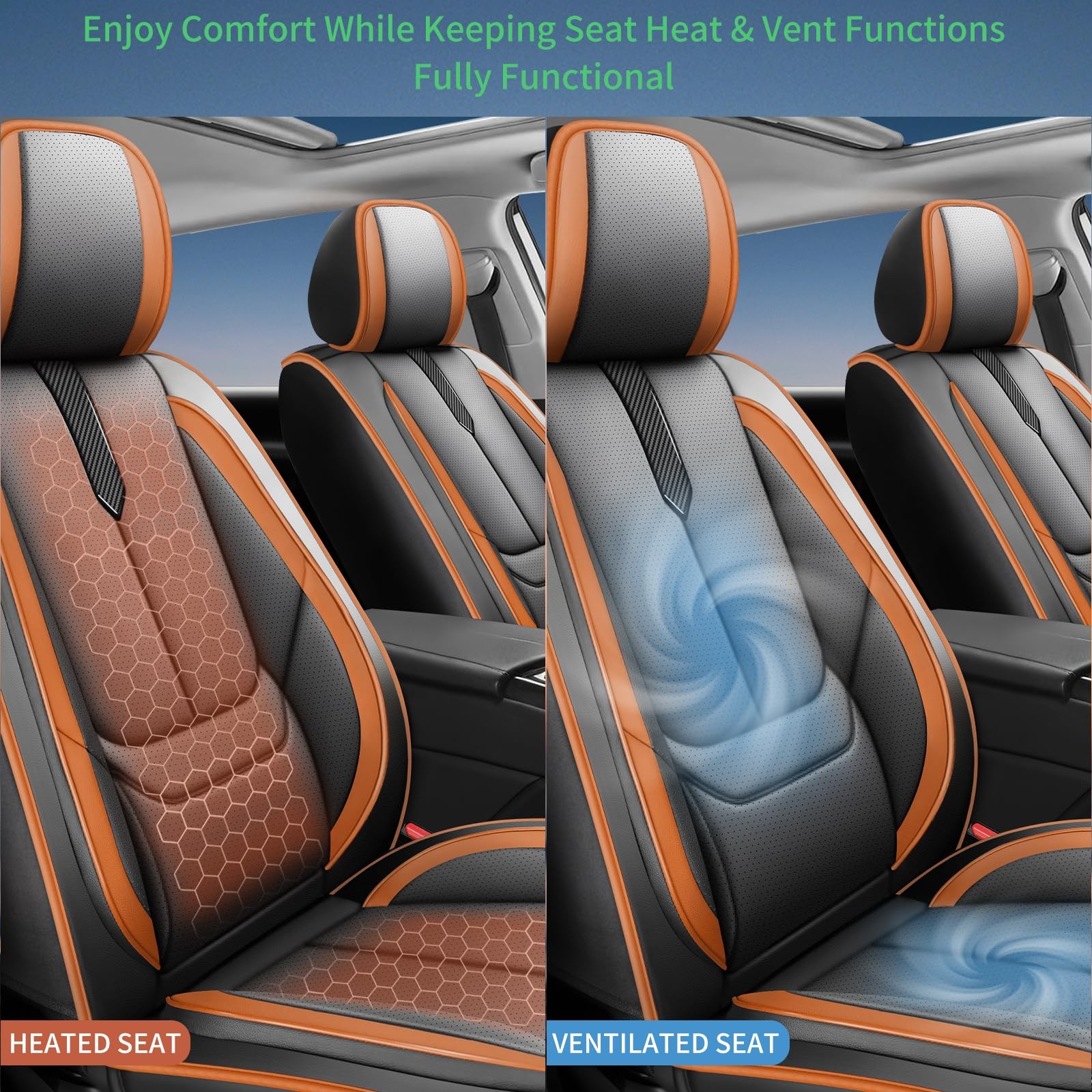 Car Seat Covers Chevy Malibu 2009-2026 2PCS Front Black-Brown Leather Airbag