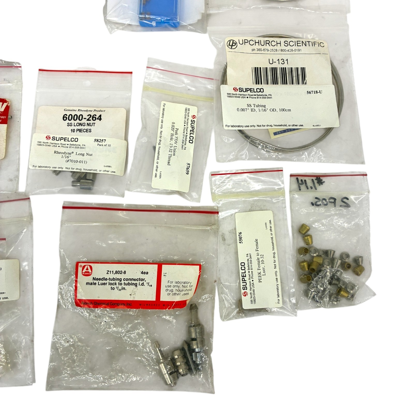Supelco Upchurch Rheodyne HPLC Lab Tubing Fittings Ferrules Lot