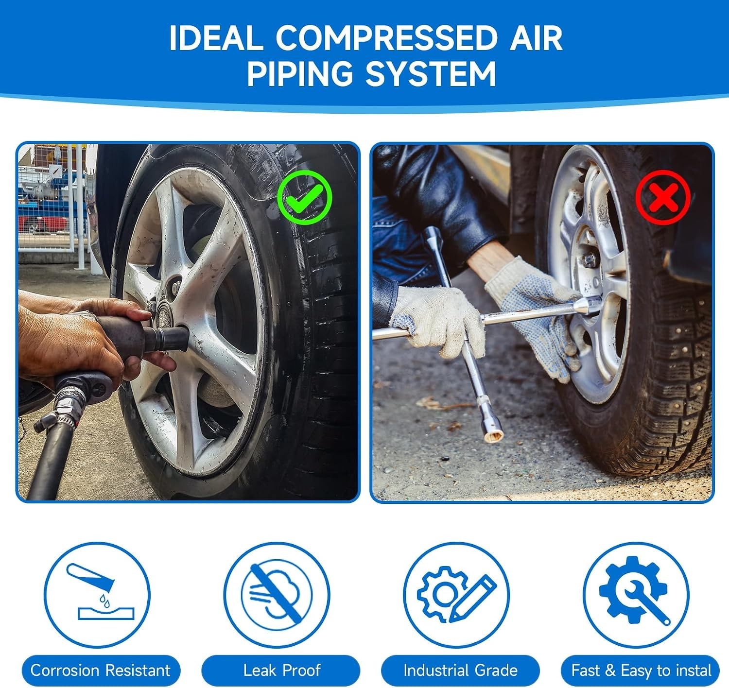 3/4″×100&200&300Ft Compressed Air Line Kit for Shop/Garage, Hdpe-Aluminum Rapid