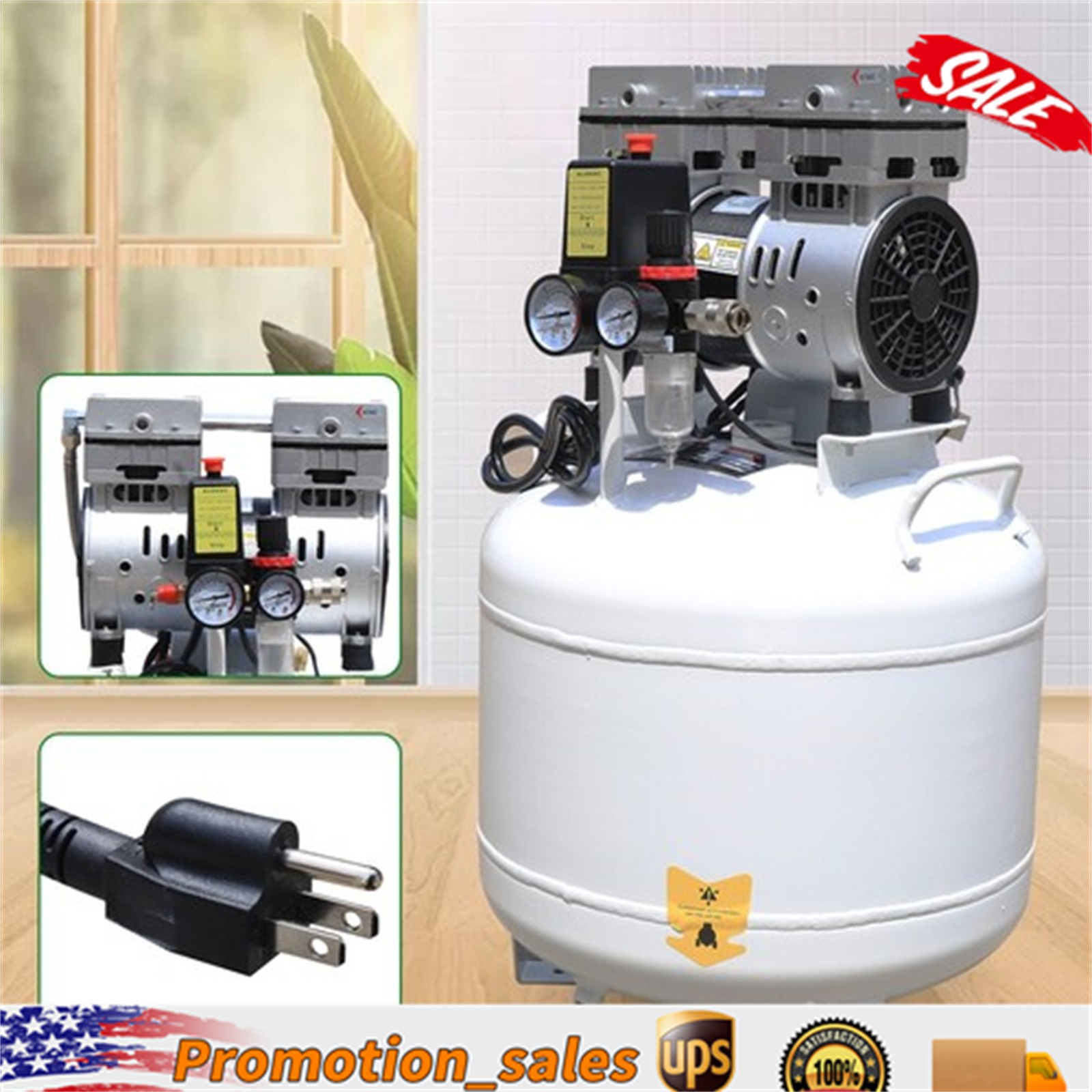 40L Portable Dental Air Compressor Oil Free Silent Air Pump 115 PSI