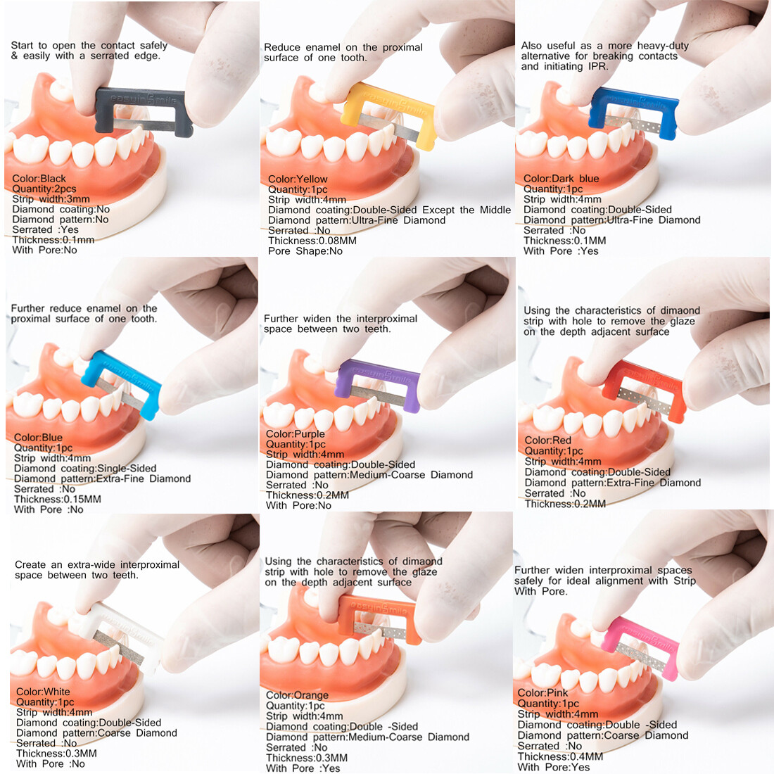 Dental Interproximal Reduction Strips Orthodontic IPR Strips 0.1MM Serrated