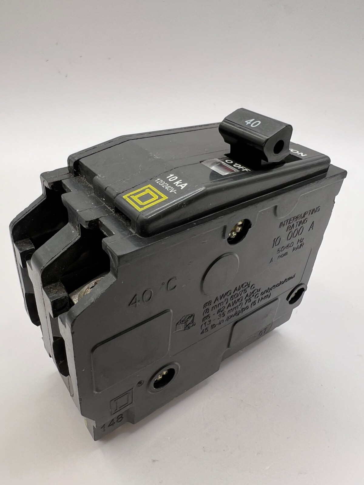 Square D QO240 2 Pole 40 Amp 120/240 V AC Type QO Plug In Yellow Circuit Breaker