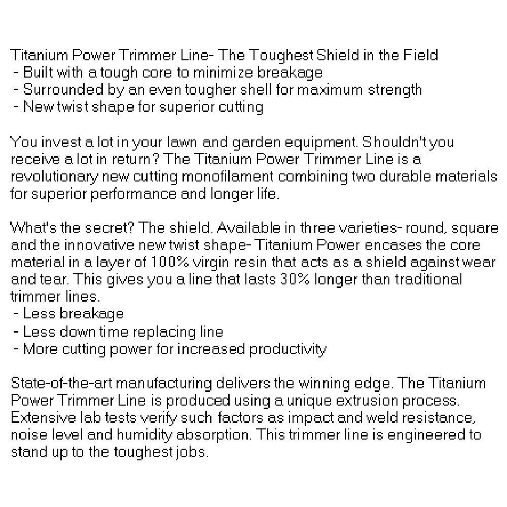 B142105 Titanium Power Trimmer Line, .105″ square
