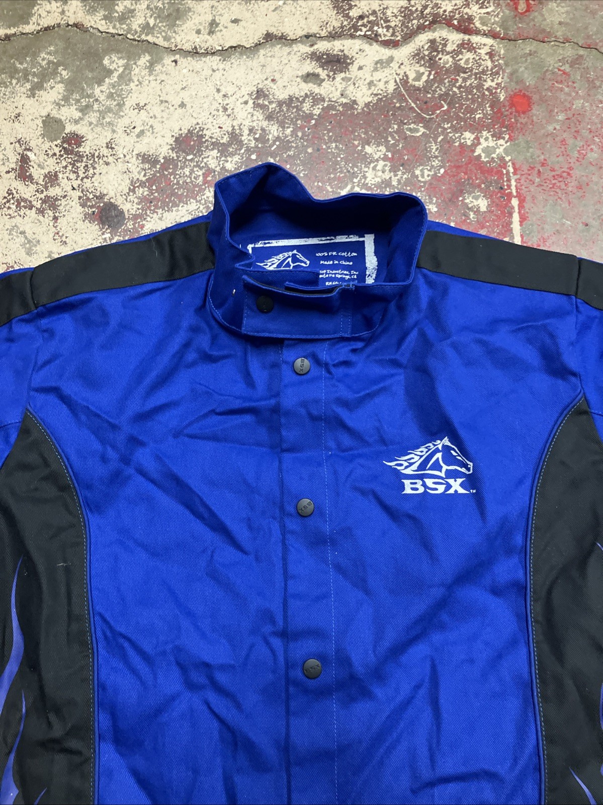 Revco Black Stallion BSX Blue FR Welding Jacket w/Blue Flames LARGE