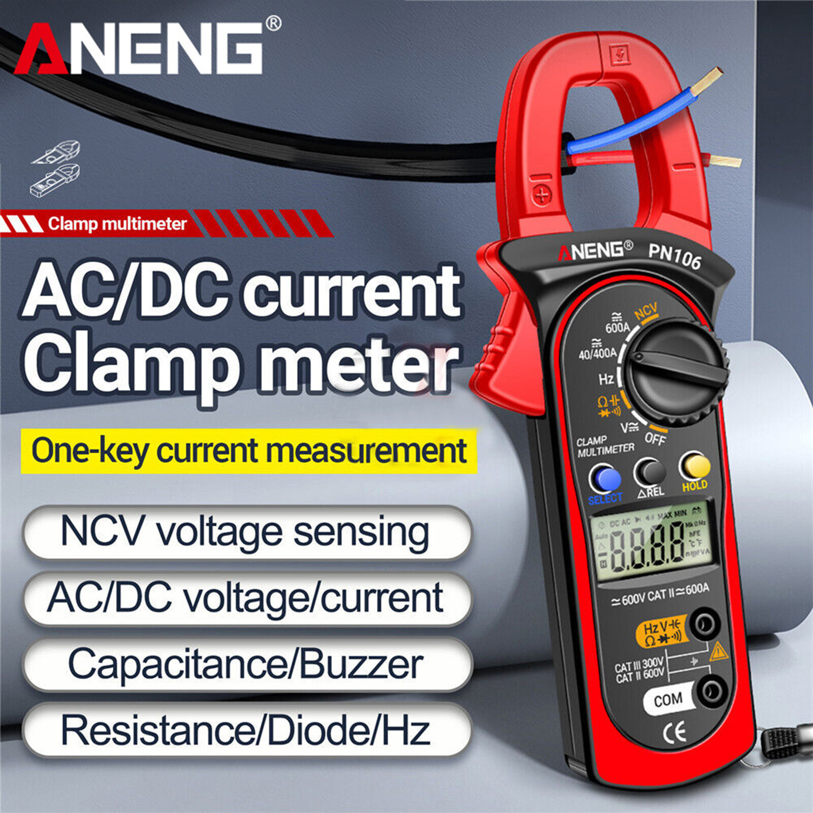 AC/DC Current Digital Clamp Meter Amp Multimeter Handheld Tester 4000 Counts